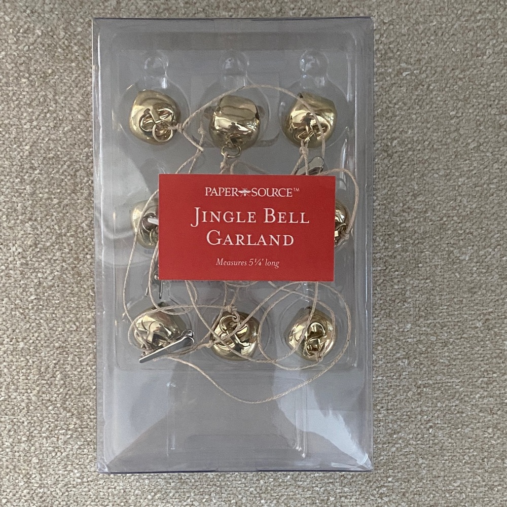 Paper Source gold jingle bell garland for Christmas cards or decorations